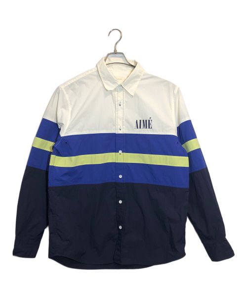 Aime Leon Dore（エメ レオン ドレ）Aime Leon Dore (エメレオンドレ) ロゴプリントナイロンシャツ ネイビー×ホワイト サイズ:Mの古着・服飾アイテム