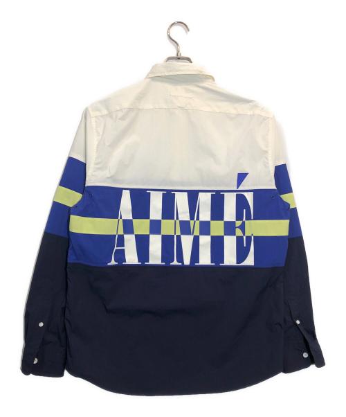 Aime Leon Dore（エメ レオン ドレ）Aime Leon Dore (エメレオンドレ) ロゴプリントナイロンシャツ ネイビー×ホワイト サイズ:Mの古着・服飾アイテム