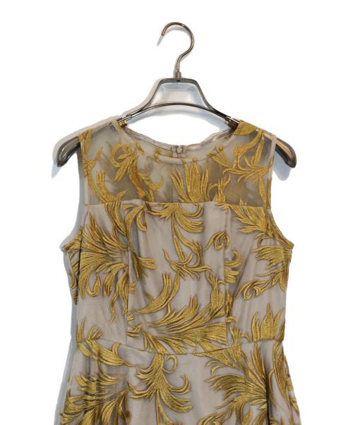 Diagram GRACE CONTINENTAL（ダイアグラム グレースコンチネンタル）Diagram GRACE CONTINENTAL (ダイアグラム グレースコンチネンタル) フェザーチュールノースリーブワンピース イエロー サイズ:SIZE 34の古着・服飾アイテム