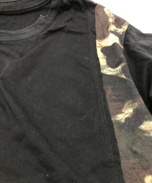 GROUND Y（グラウンドワイ）GROUND Y (グラウンドワイ) CAMOUFLAGE PATTERN SILKETTE/COTTON JERSEY MIXED T-SHIRT ブラック サイズ:SIZE 3の古着・服飾アイテム