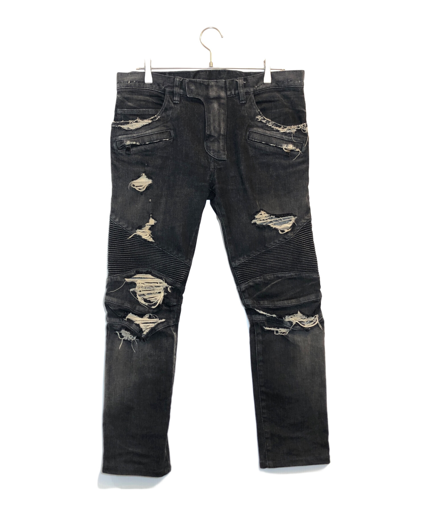 BALMAINバルマンスキニーデニム バイカーデニムダメージ加工 ジーンズ