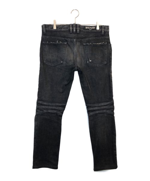 BALMAIN（バルマン）BALMAIN (バルマン) ダメージ加工バイカーデニム グレー サイズ:31の古着・服飾アイテム