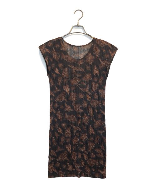 ISSEY MIYAKE（イッセイミヤケ）ISSEY MIYAKE (イッセイミヤケ) プリーツノースリーブワンピース ブラウン サイズ:SIZE 3の古着・服飾アイテム