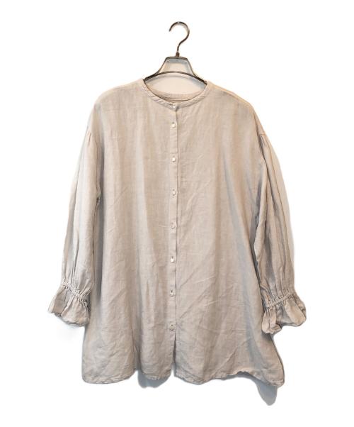 nest Robe（ネストローブ）nest Robe (ネストローブ) リネン近江晒しラッフル袖2wayブラウス ベージュ サイズ:Fの古着・服飾アイテム