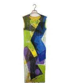 PLEATS PLEASE（プリーツプリーズ）の古着「総柄プリーツワンピース」｜ブルー