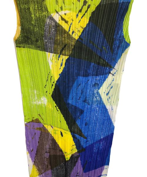 PLEATS PLEASE（プリーツプリーズ）PLEATS PLEASE (プリーツプリーズ) 総柄プリーツワンピース ブルー サイズ:SIZE 3の古着・服飾アイテム