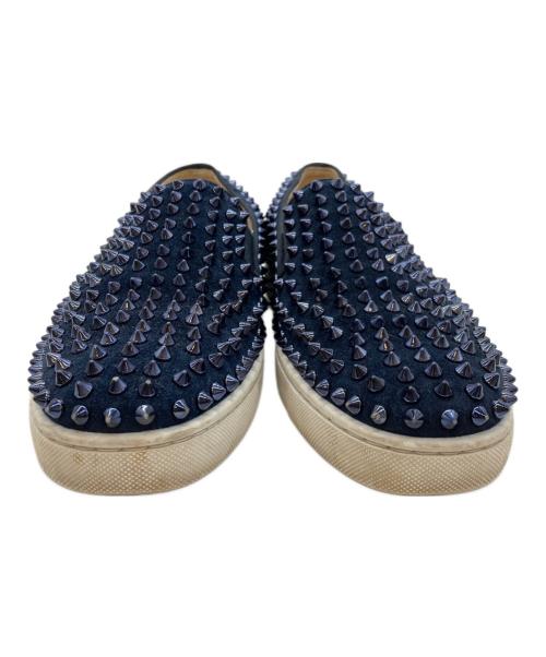 Christian Louboutin（クリスチャン・ルブタン）Christian Louboutin (クリスチャン・ルブタン) スタッズスリッポン ネイビー サイズ:39の古着・服飾アイテム