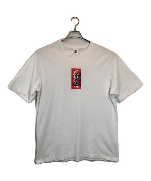 THE BLACK EYE PATCH（ブラックアイパッチ）THE BLACK EYE PATCH (ブラックアイパッチ) 取扱注意プリントカットソー ホワイト サイズ:SIZE XLの古着・服飾アイテム