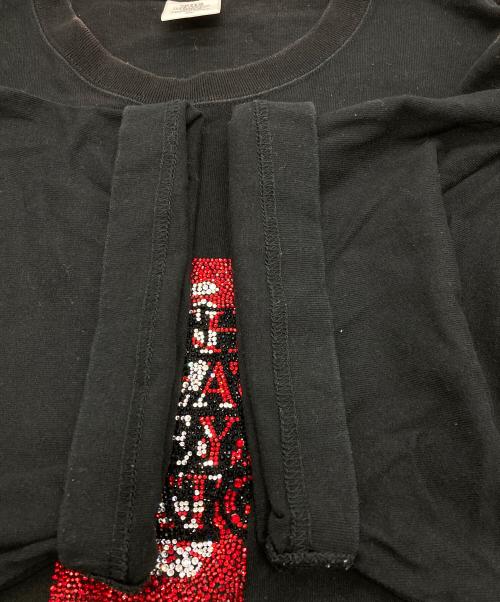 THE BLACK EYE PATCH（ブラックアイパッチ）THE BLACK EYE PATCH (ブラックアイパッチ) ラインストーンカットソー ブラック サイズ:XLの古着・服飾アイテム