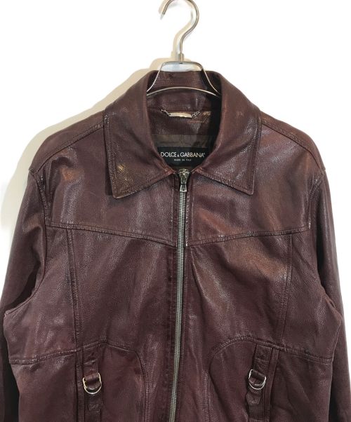 DOLCE & GABBANA（ドルチェ＆ガッバーナ）DOLCE & GABBANA (ドルチェ＆ガッバーナ) ゴートレザージャケット ブラウン サイズ:SIZE 54の古着・服飾アイテム
