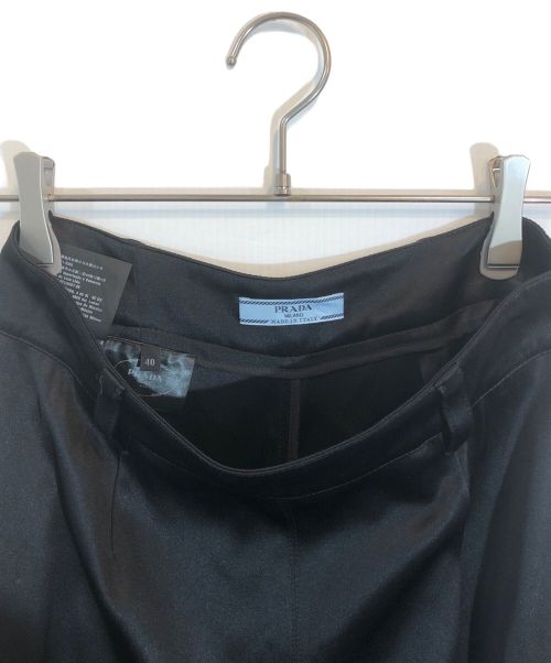 PRADA（プラダ）PRADA (プラダ) シルク混サテンスリットロングスカート ブラック サイズ:SIZE 40の古着・服飾アイテム