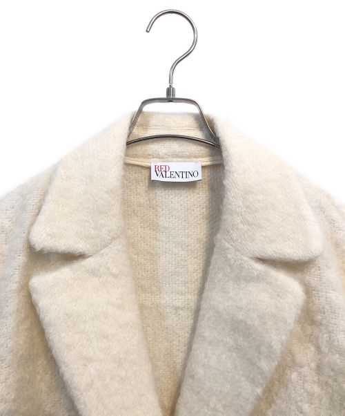 RED VALENTINO（レッドヴァレンティノ）RED VALENTINO (レッドヴァレンティノ) モヘアウールコート ホワイト サイズ:42の古着・服飾アイテム