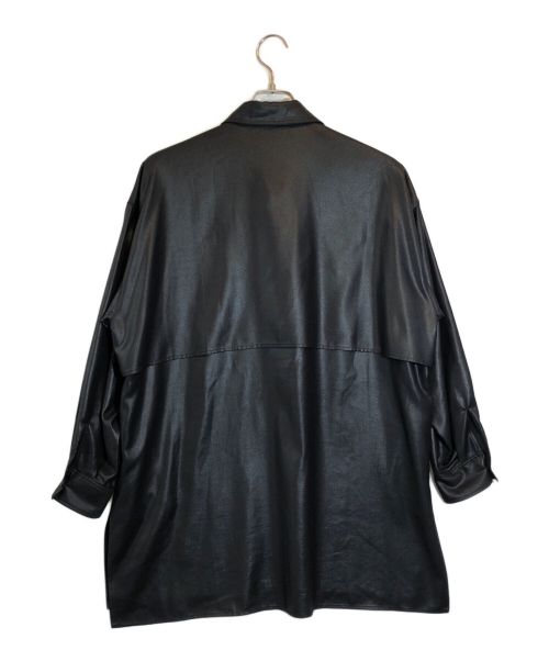 08sircus（ゼロエイトサーカス）08sircus (ゼロエイトサーカス) TWILL LEATHER FINISH LAYERED LONG SHIRT ブラック サイズ:1の古着・服飾アイテム