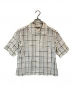 MARGARET HOWELLマーガレットハウエル）の古着「WINDOWPANE CHECK COTTON LINEN」｜ホワイト