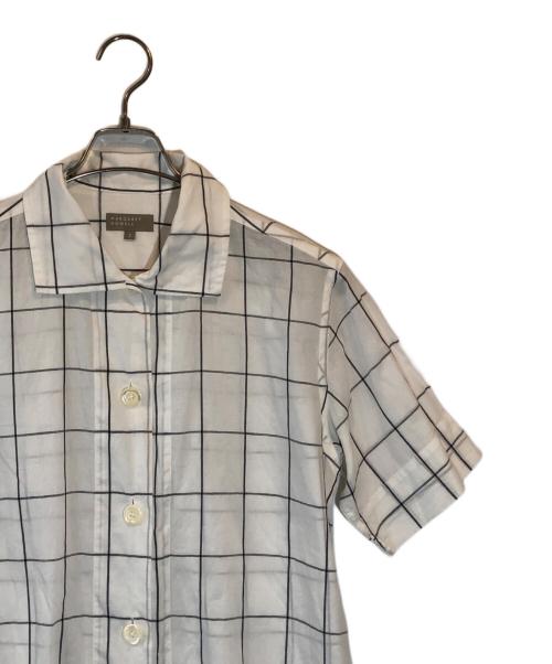 MARGARET HOWELL（マーガレットハウエル）MARGARET HOWELL (マーガレットハウエル) WINDOWPANE CHECK COTTON LINEN ホワイト サイズ:SIZE 4の古着・服飾アイテム