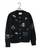 SEVEN TEN by MIHO KAWAHITOセブン テン バイ ミホ カワヒト）の古着「フラワー刺繍カーディガン」｜ブラック
