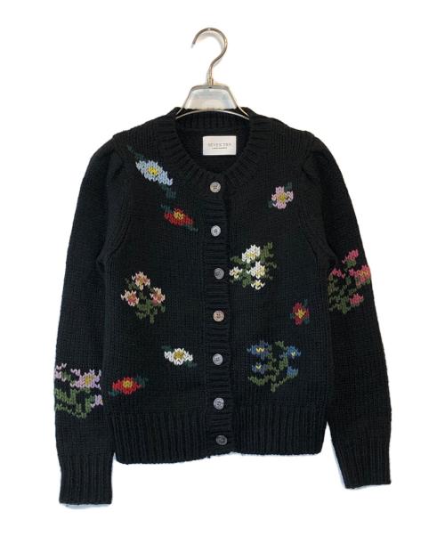 SEVEN TEN by MIHO KAWAHITO（セブン テン バイ ミホ カワヒト）SEVEN TEN by MIHO KAWAHITO (セブン テン バイ ミホ カワヒト) フラワー刺繍カーディガン ブラック サイズ:Sの古着・服飾アイテム