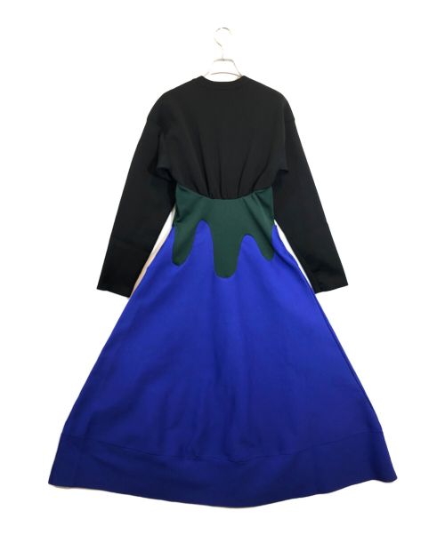 UN3D.（アンスリード）UN3D. (アンスリード) ウェーブラインミックスニットワンピース ブラック×ブルー サイズ:36の古着・服飾アイテム