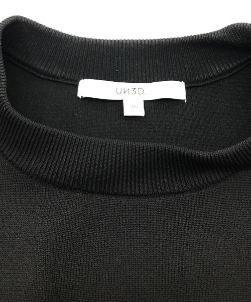 UN3D.（アンスリード）UN3D. (アンスリード) ウェーブラインミックスニットワンピース ブラック×ブルー サイズ:36の古着・服飾アイテム