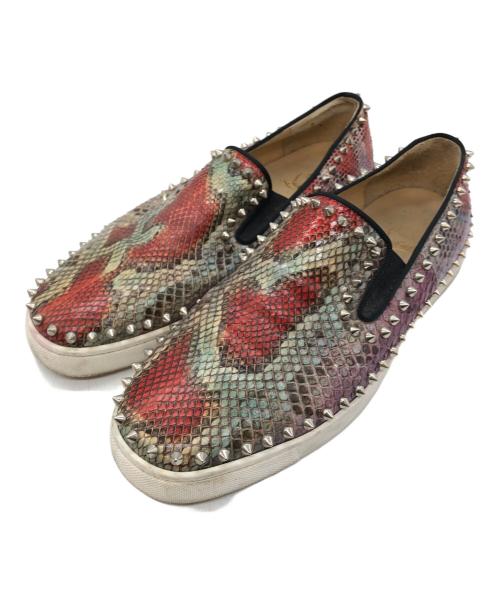 Christian Louboutin（クリスチャン・ルブタン）Christian Louboutin (クリスチャン・ルブタン) スタッズスリッポン ブラウン サイズ:43の古着・服飾アイテム