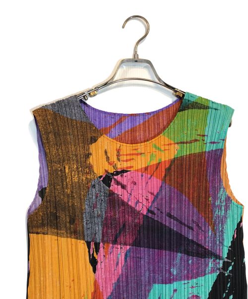 PLEATS PLEASE（プリーツプリーズ）PLEATS PLEASE (プリーツプリーズ) プリーツノースリーブワンピース マルチカラー サイズ:2の古着・服飾アイテム