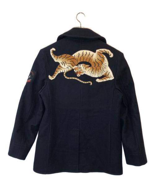 GUCCI（グッチ）GUCCI (グッチ) タイガー刺繍Pコート ネイビー サイズ:46（170/88A）の古着・服飾アイテム
