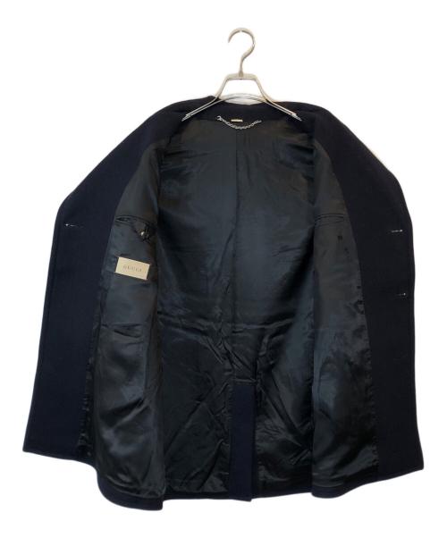 GUCCI（グッチ）GUCCI (グッチ) タイガー刺繍Pコート ネイビー サイズ:46（170/88A）の古着・服飾アイテム