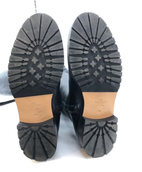 VALENTINO GARAVANI（ヴァレンティノ・ガラヴァーニ）VALENTINO GARAVANI (ヴァレンティノ・ガラヴァーニ) レザー オーバーニーブーツ ブラック サイズ:38の古着・服飾アイテム