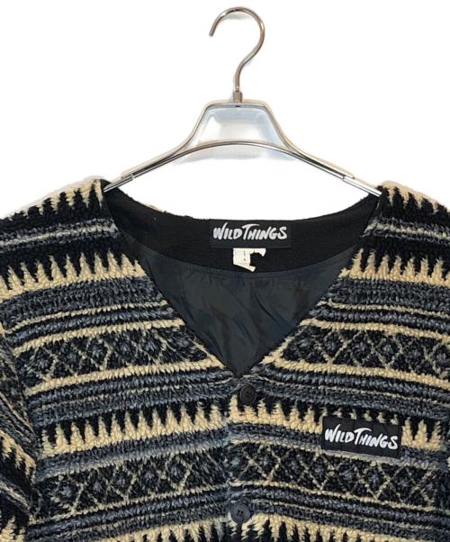 WILD THINGS（ワイルドシングス）WILD THINGS (ワイルドシングス) ノルディックフリースカーディガン ブラック サイズ:下記参照の古着・服飾アイテム