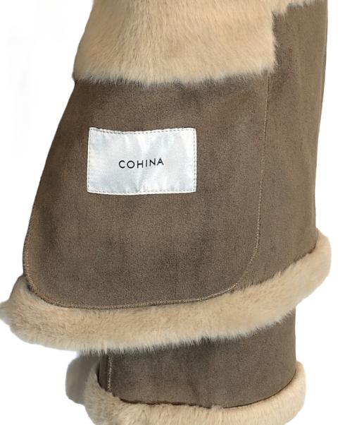 COHINA（コヒナ）COHINA (コヒナ) フェイクムートンフーディコート ブラウン サイズ:SIZE FREEの古着・服飾アイテム