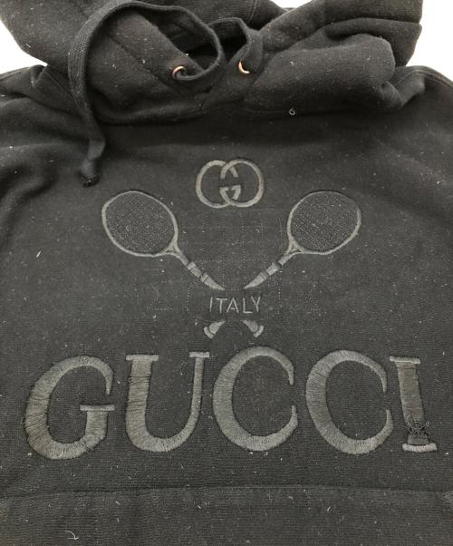 GUCCI（グッチ）GUCCI (グッチ) テニス刺繍ロゴフーディー ブラック サイズ:Sの古着・服飾アイテム