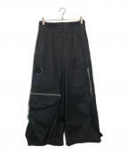 ALMOSTBLACKオールモストブラック）の古着「ワイドフライトパンツ」｜ブラック