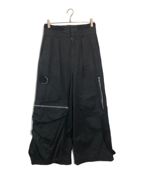 ALMOSTBLACK（オールモストブラック）ALMOSTBLACK (オールモストブラック) ワイドフライトパンツ ブラック サイズ:1の古着・服飾アイテム
