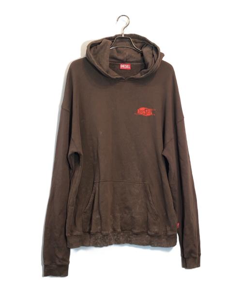 DIESEL（ディーゼル）DIESEL (ディーゼル) プリントパーカー ブラウン サイズ:XXLの古着・服飾アイテム