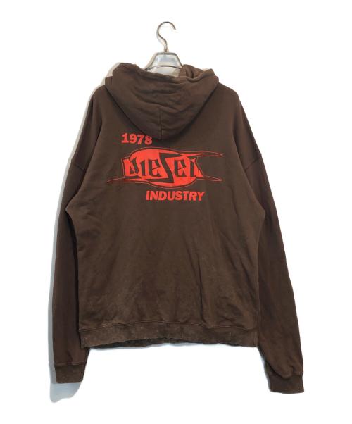 DIESEL（ディーゼル）DIESEL (ディーゼル) プリントパーカー ブラウン サイズ:XXLの古着・服飾アイテム