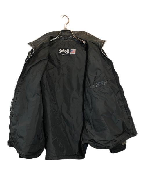 Schott（ショット）shott (ショット) キルティングレザージャケット ブラック サイズ:Lの古着・服飾アイテム