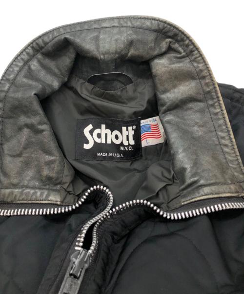 Schott（ショット）shott (ショット) キルティングレザージャケット ブラック サイズ:Lの古着・服飾アイテム