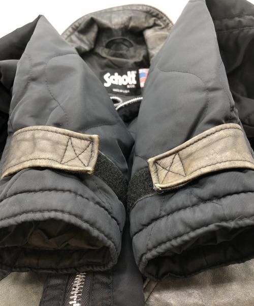 Schott（ショット）shott (ショット) キルティングレザージャケット ブラック サイズ:Lの古着・服飾アイテム