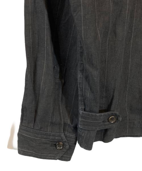 COMME des GARCONS HOMME（コムデギャルソン オム）COMME des GARCONS HOMME (コムデギャルソン オム) ストライプワイドリネンジャケット ブラック サイズ:SIZE Mの古着・服飾アイテム
