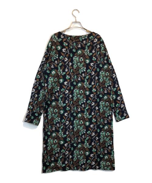 45R（フォーティファイブ・アール）45R (フォーティーファイブアール) 総柄ニットワンピース ネイビーの古着・服飾アイテム