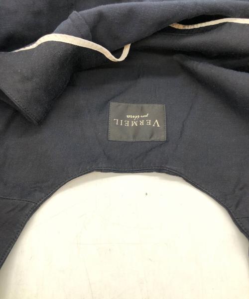 VERMEIL par iena（ヴェルメイユ パー イエナ）VERMEIL par iena (ヴェルメイユ パー イエナ) キュプラコットンリネンフレアジレ ネイビー サイズ:SIZE FREEの古着・服飾アイテム