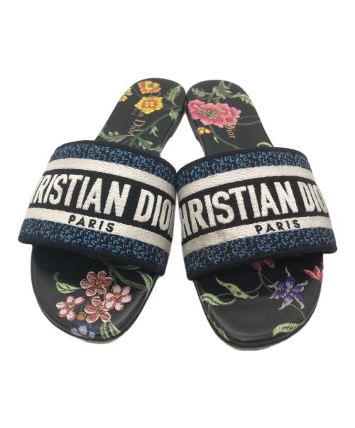 Christian Dior（クリスチャン ディオール）Christian Dior (クリスチャン ディオール) ミュール ネイビー×ブラック サイズ:37の古着・服飾アイテム