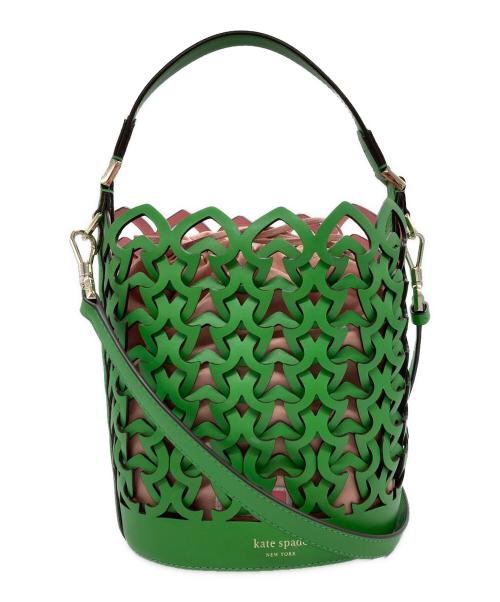 Kate Spade（ケイトスペード）Kate Spade (ケイトスペード) ドリースモールバケット2WAYバッグ グリーン×ピンクの古着・服飾アイテム