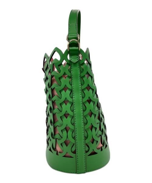 Kate Spade（ケイトスペード）Kate Spade (ケイトスペード) ドリースモールバケット2WAYバッグ グリーン×ピンクの古着・服飾アイテム