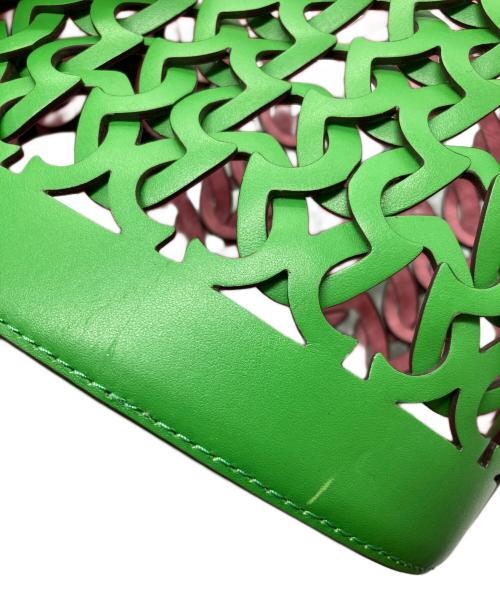 Kate Spade（ケイトスペード）Kate Spade (ケイトスペード) ドリースモールバケット2WAYバッグ グリーン×ピンクの古着・服飾アイテム