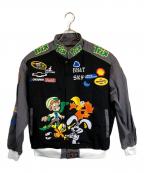 JHDESIGN不明）の古着「刺繍レーシングジャケット」｜ブラック×グリーン