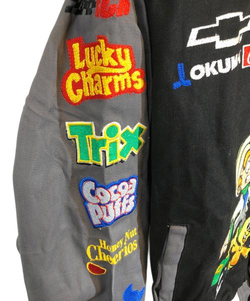 JHDESIGN（不明）JHDESIGN (不明) 刺繍レーシングジャケット ブラック×グリーン サイズ:SIZE XXLの古着・服飾アイテム