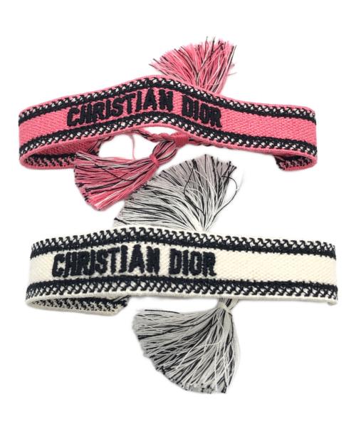 Christian Dior（クリスチャン ディオール）Christian Dior (クリスチャン ディオール) woven bracelet ピンク×ホワイト サイズ:下記参照の古着・服飾アイテム