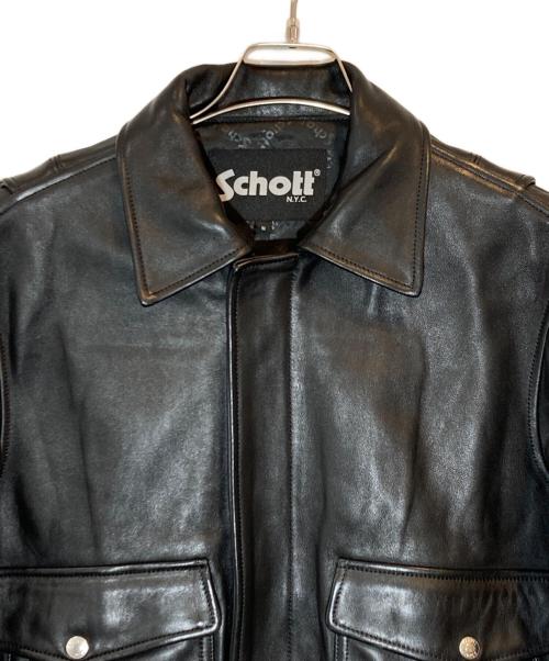 Schott（ショット）Schott (ショット) nano・universe (ナノ・ユニバース) ラムレザージャケット ブラック サイズ:Sの古着・服飾アイテム