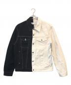 OFFWHITEオフホワイト）の古着「バイカラーデニムジャケット」｜ブラック×ホワイト